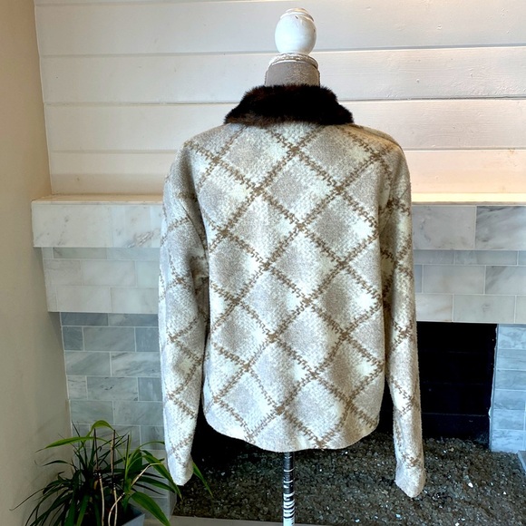 Y2K BARRAGE Faux Fur Collar Plaid Fleece Jacket Size Large EUC - Picture 5 of 8